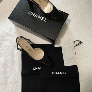 Chanel Cap toe  Slingbacks 36.5